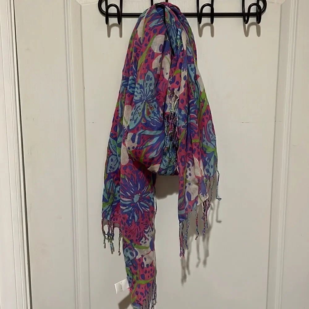 Lilly Pulitzer purple and pink floral scarf